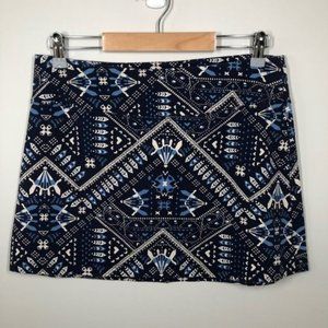 Patagonia Blue & Cream Pattern Mini Skirt  Size Medium